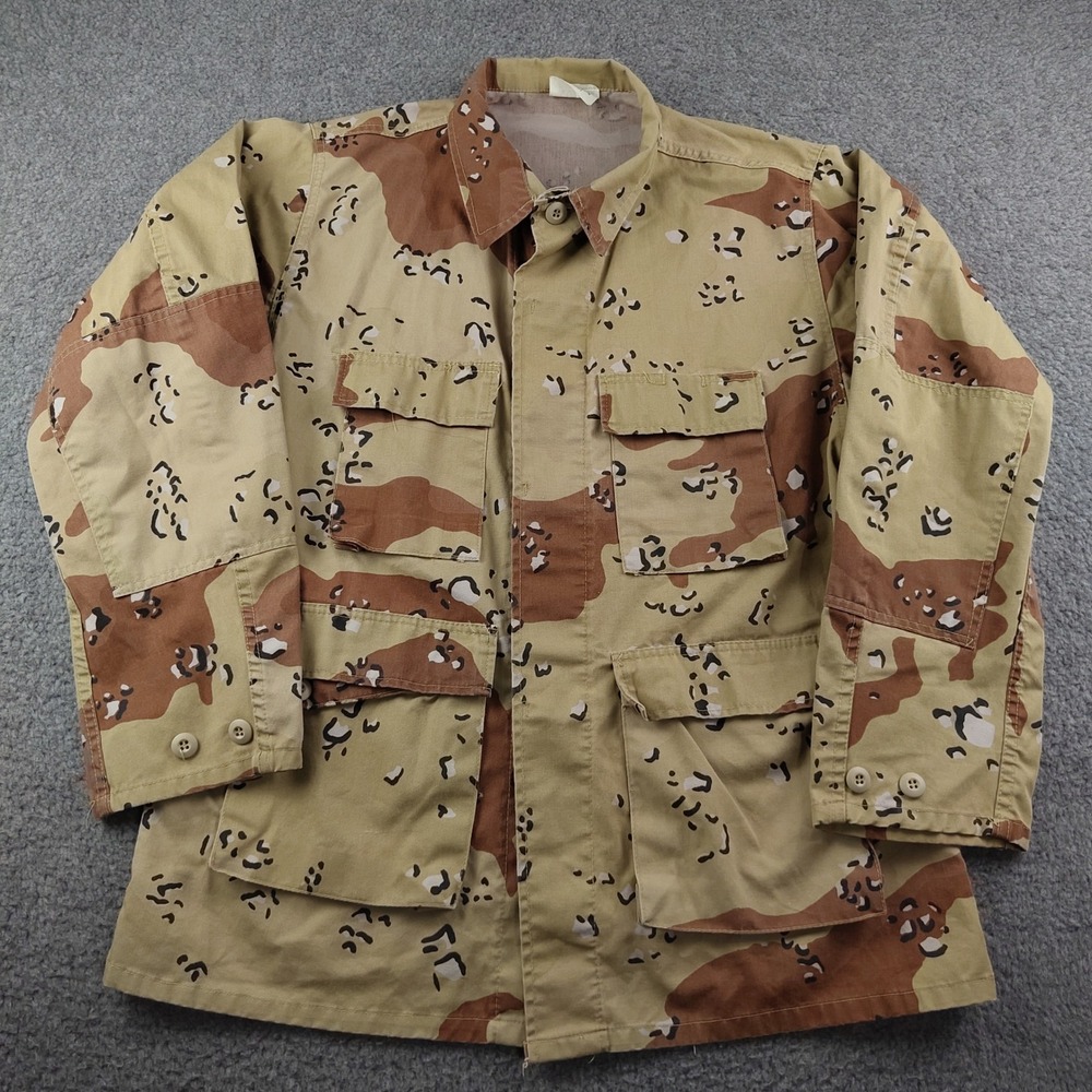 VTG Military Combat Coat Mens Large Chocolate Chip Desert Camo Field Jacket EUC